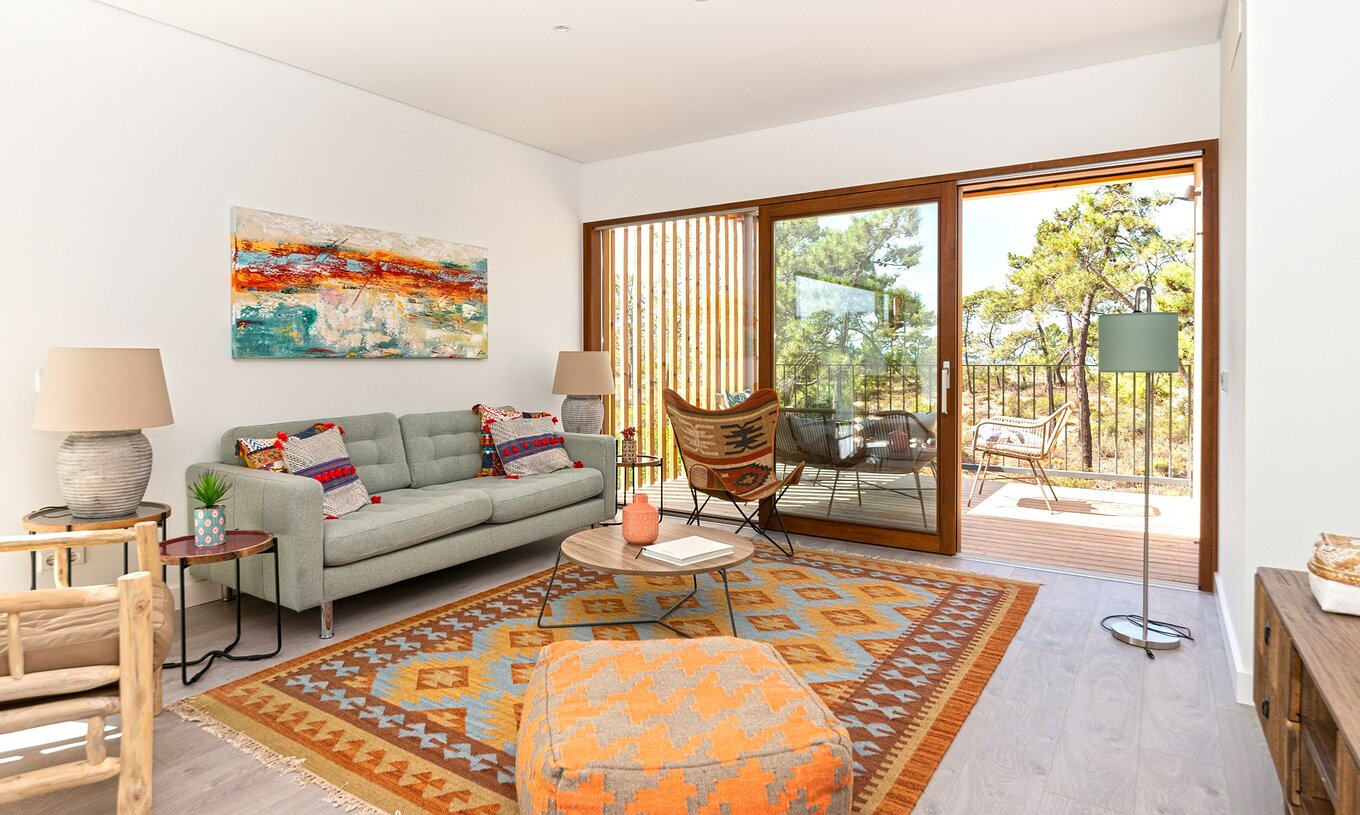 The Eco Village Superior Apartment 1st Floor Premium Views of Pestana Tróia Eco Resort has a room, sofa and a balcony