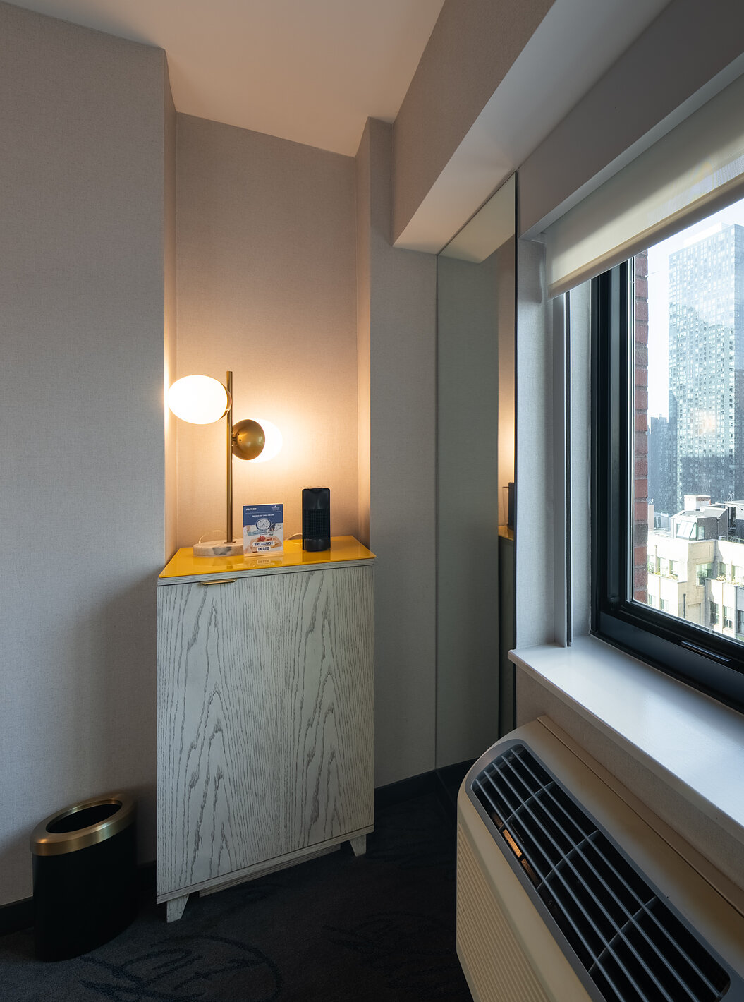The Deluxe King Room at Pestana CR7 Times Square has a city view window and air conditioning