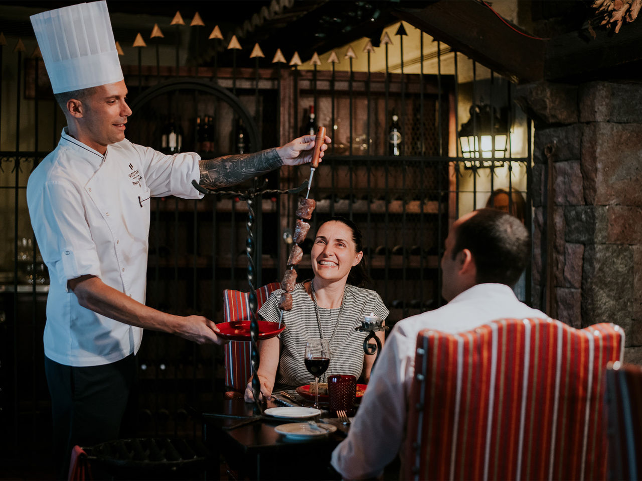 Taverna Grill has a chef serving regional meat skewers