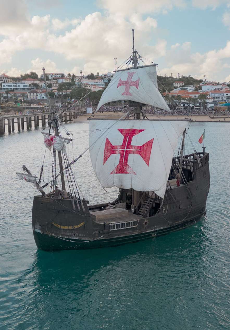 Nau Santa Maria at the Columbus Festival in the sea of Porto Santo